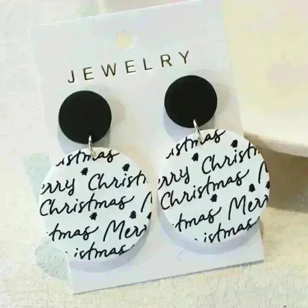 Elegant Merry Christmas Earrings
